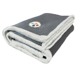 Steelers OFFICIAL NFL "Subtle" Waffle Sherpa Throw Blanket, 50" x 60"