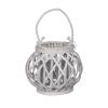 Bellied Shaped Lattice Design Lantern with Glass Candle Holder; Small; White; DunaWest