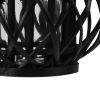 Bellied Shaped Lattice Design Lantern with Glass Candle Holder; Small; Black; DunaWest