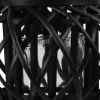 Bellied Shaped Lattice Design Lantern with Glass Candle Holder; Small; Black; DunaWest