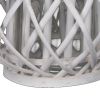 Bellied Shaped Lattice Design Lantern with Glass Candle Holder; Small; White; DunaWest