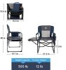 Camping Chair Portable Folding Chair Directors Chair with Large Side Table & Storage Bag Outdoor Camp Chair Blue