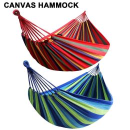 75"x59" Garden Camping Hammock Swing Bed 450lbs Capacity w/ Tree Strap Hiking Travel (Color: Blue, size: 79" x 59" (Double Person))