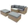 Backyard Pool Outdoor Furmiture 5-Piece Rattan Sectional Sofa Set