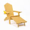 TALE Folding Adirondack Chair With Pullout Ottoman With Cup Holder, Oaversized, Poly Lumber, For Patio Deck Garden, Backyard Furniture, Easy To Instal