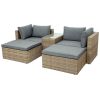 Backyard Pool Outdoor Furmiture 5-Piece Rattan Sectional Sofa Set