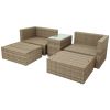 Backyard Pool Outdoor Furmiture 5-Piece Rattan Sectional Sofa Set