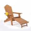 TALE Folding Adirondack Chair With Pullout Ottoman With Cup Holder, Oaversized, Poly Lumber, For Patio Deck Garden, Backyard Furniture, Easy To Instal